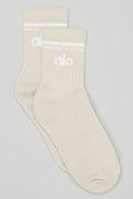 Unisex Half-Crew Throwback Sock - Bone/White