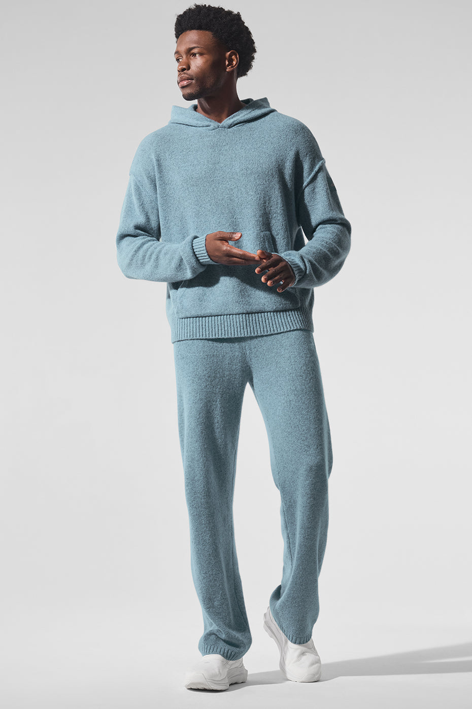 Wool Cashmere New Class Hoodie - Celestial Blue Granite Heather