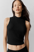 Sweater Knit Unwind Sleeveless Top - Black