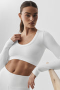 Seamless Ribbed Cropped Serene Long Sleeve - White