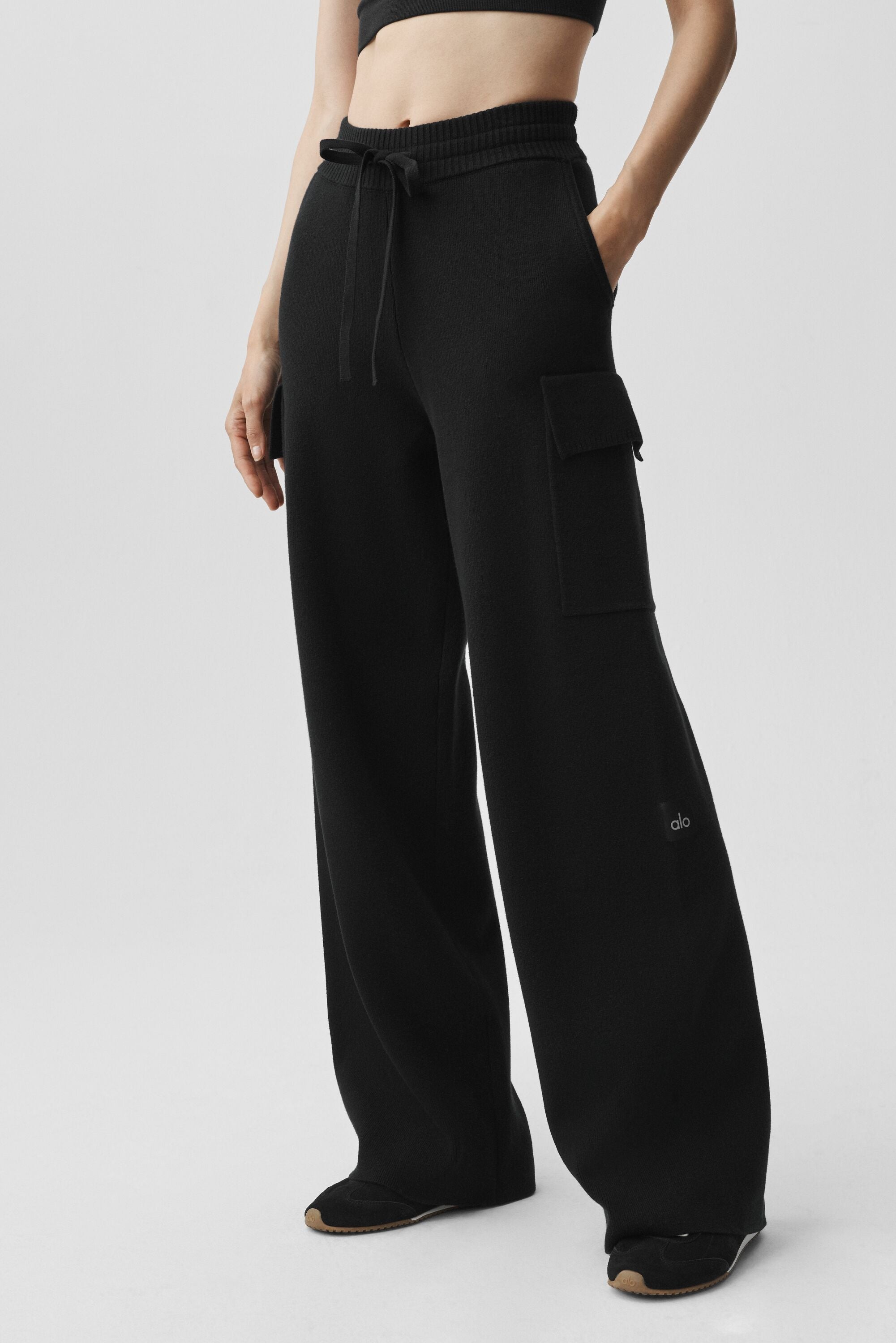 Scholar Knit High-Waist Cargo Pant - Black