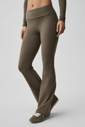 ALO Softsculpt Foldover Flare Legging (Regular) - Olive Tree