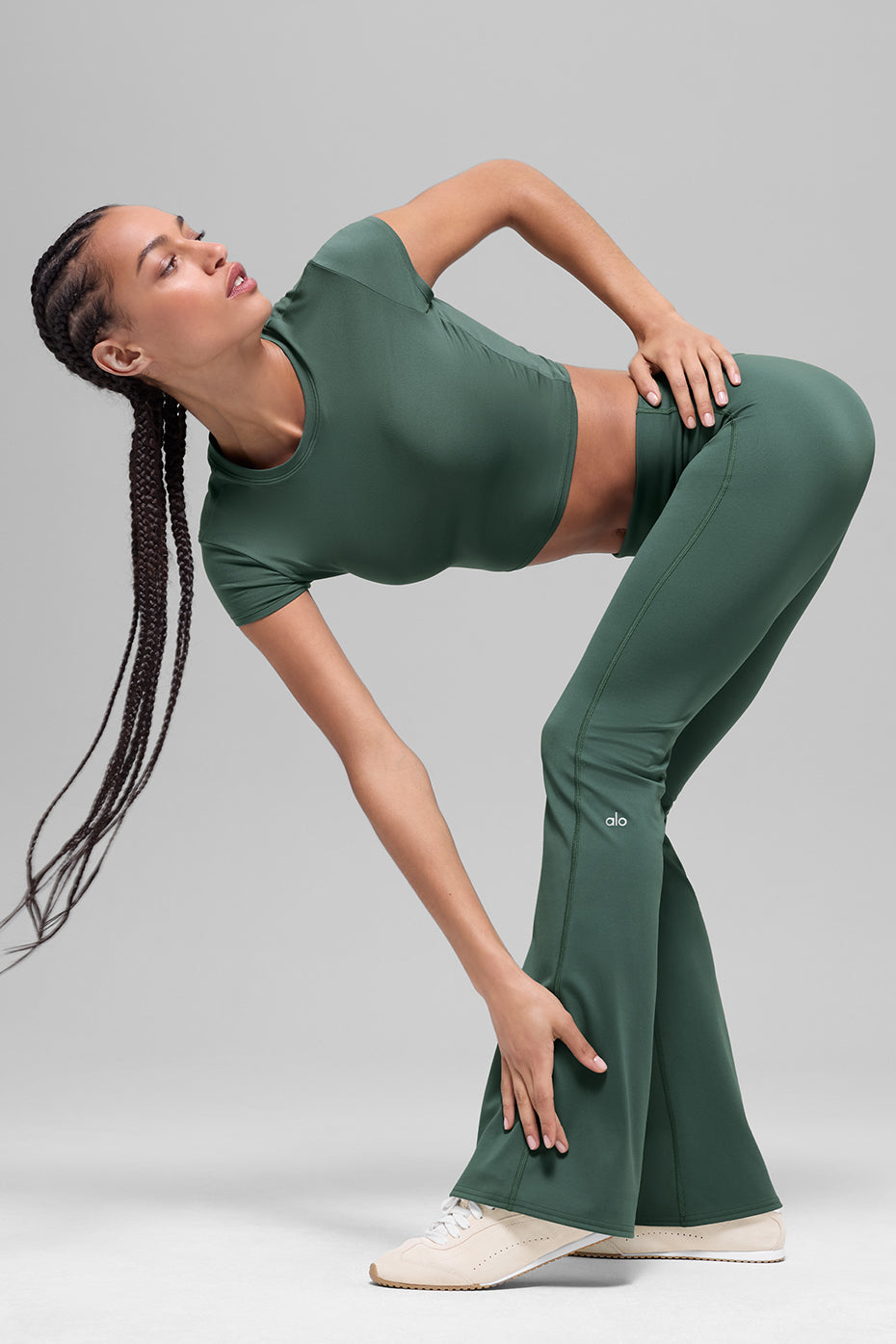 ALO Softsculpt Foldover Flare Legging (Short) - Clover Green