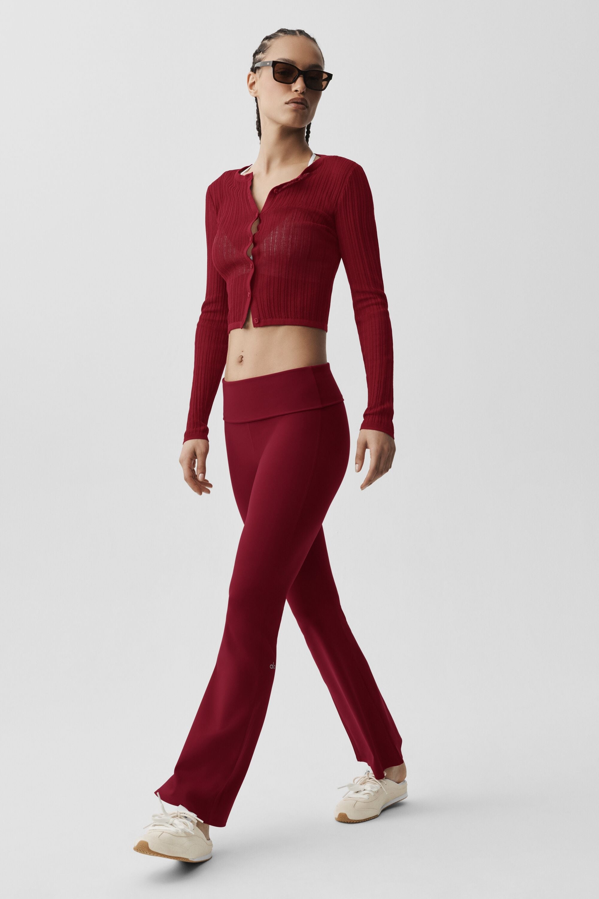 ALO Softsculpt Foldover Flare Legging (Short) - Summer Romance Red