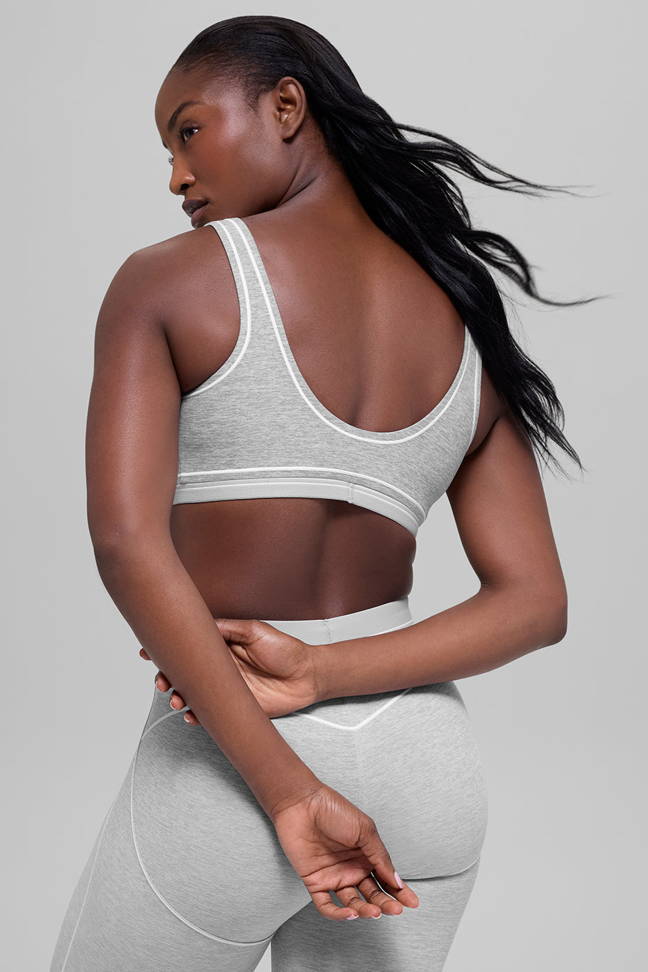 Alosoft Heart Throb Bra - Athletic Heather Grey/White
