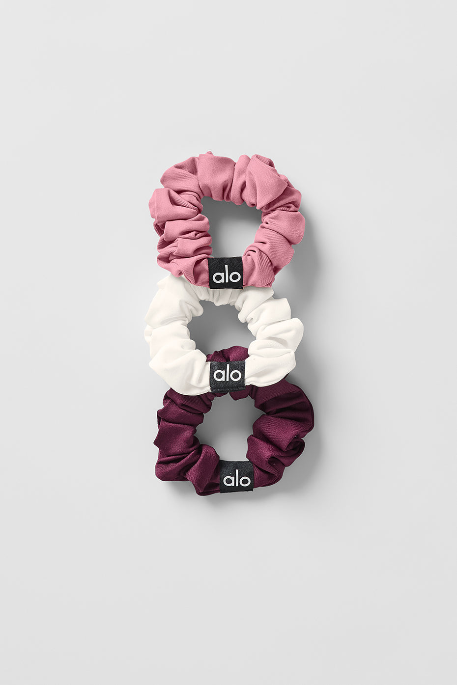 Fresh Mini Scrunchie 3-Pack - Burgundy/Pink Wild Rose/Ivory